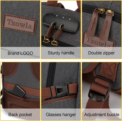 Tzowla Laptop Travel Slim School Backpack Water Resistant Anti-Theft Bag with USB Charging Port and Lock 15.6 Inch Computer Business Backpacks for Men Women College Student Gift,Bookbag Casual Daypack