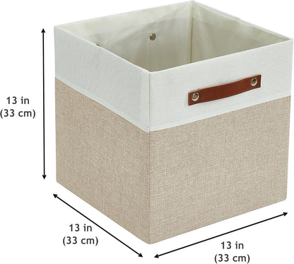 DECOMOMO Fabric Cube Storage Bin - Storage Baskets for Shelves, Kallax (Grey & White, 13 inch Cube) - 4 Pack
