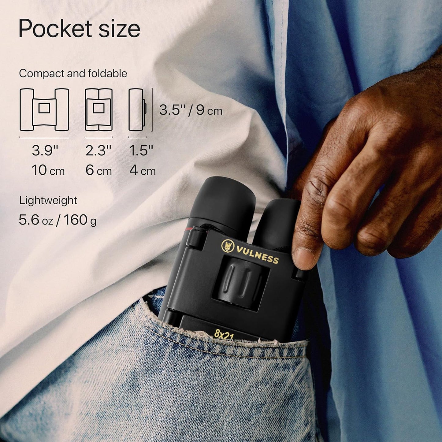 Binoculars for Adults | Compact Small Mini Travel Binocular for Bird Watching High Powered Electronics Cruise Ship Essentials Norwegian Alaska Must Haves Hiking Camping Gear by VULNESS (Black, 8X21)