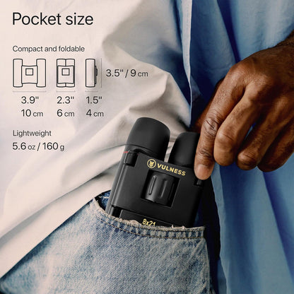 Binoculars for Adults | Compact Small Mini Travel Binocular for Bird Watching High Powered Electronics Cruise Ship Essentials Norwegian Alaska Must Haves Hiking Camping Gear by VULNESS (Black, 8X21)