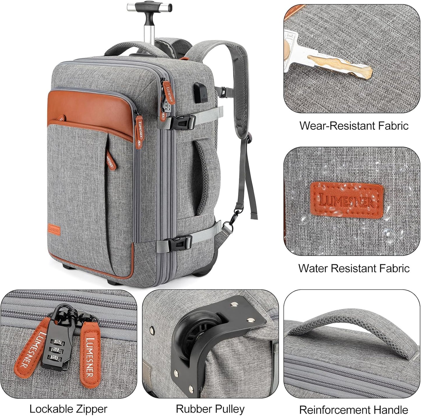 Lumesner Carry on Backpack, Extra Large 40L Flight Approved Travel Backpack for Men & Women