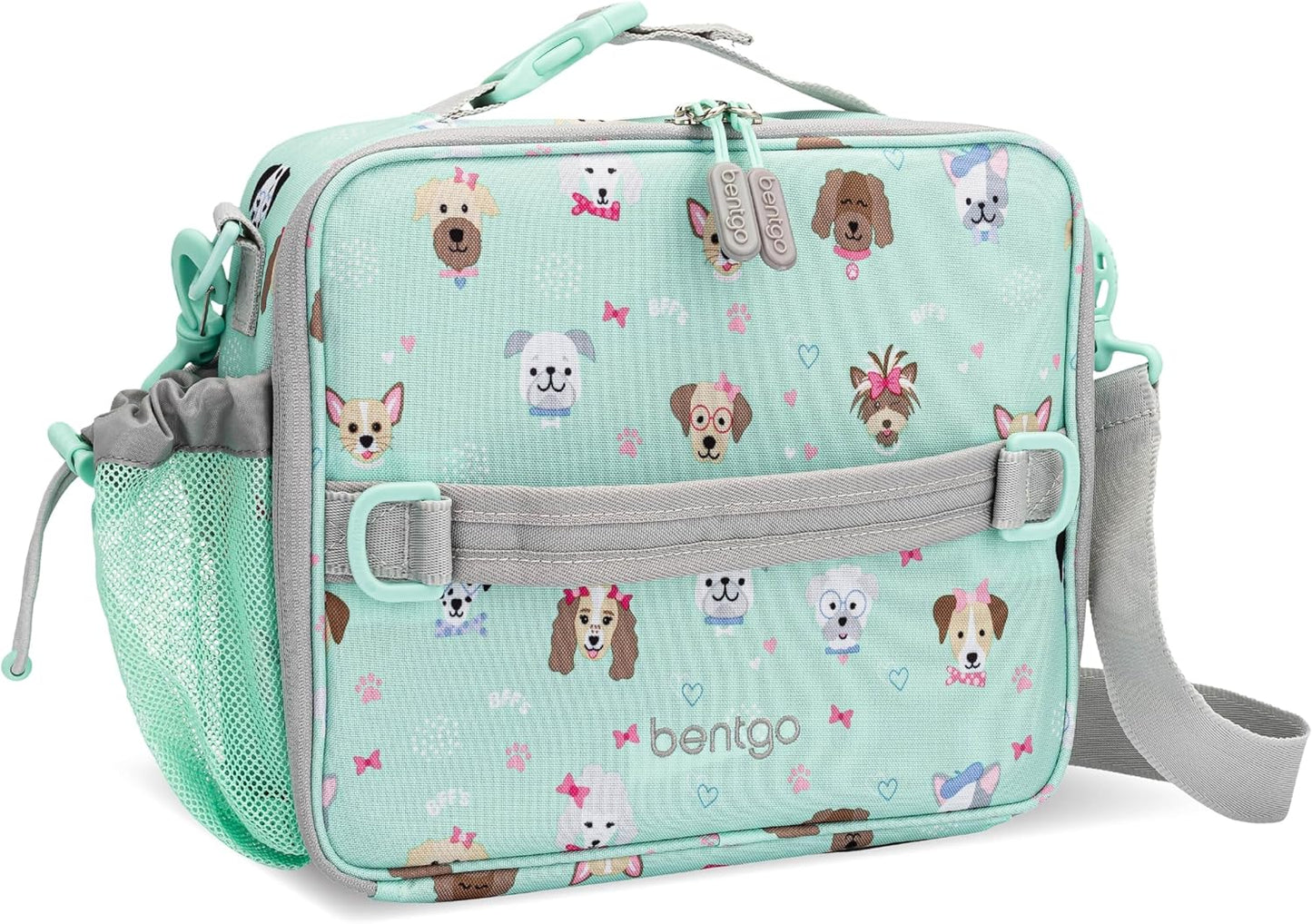 Bentgo® Kids Lunch Bag - Durable, Double Insulated, Water-Resistant Fabric, Interior & Exterior Zippered Pockets, Water Bottle Holder - Ideal for Children 3+ (Shark)