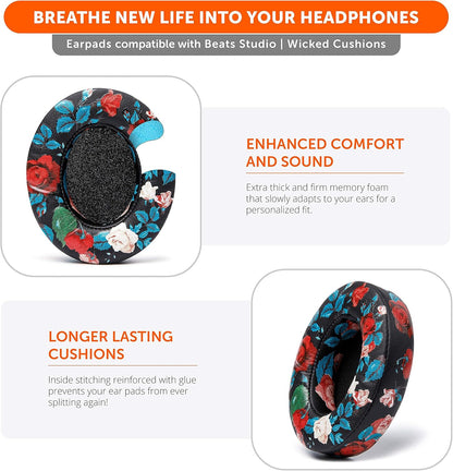 WC Wicked Cushions Replacement Ear Pads for Beats Studio 2 & 3 (B0501, B0500) Wired & Wireless | Does NOT Fit Beats Solo | Softer PU Leather, Enhanced Foam & Stronger Adhesive | Emerald Tide