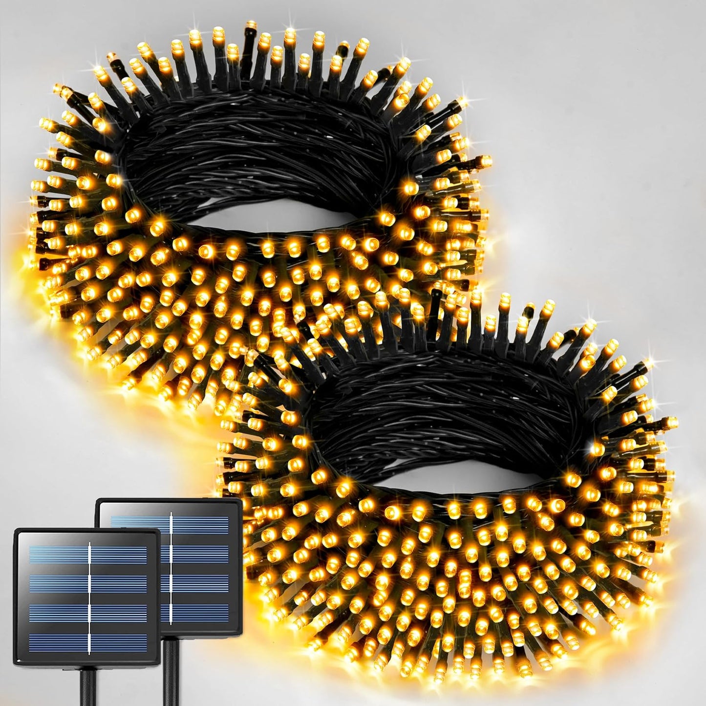 JMEXSUSS 2 Pack 75.5ft Orange Solar Christmas Lights, Total 400 LED Solar String Lights Outdoor Waterproof, 8 Modes Orange Halloween Lights for Tree Patio Garden Thanksgiving Halloween Decorations