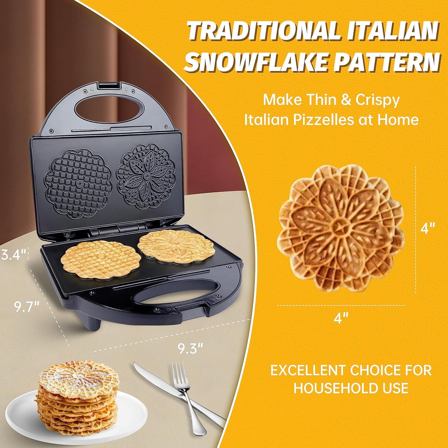 FineMade Mini Waffle Maker Machine, Small Waffle Bites Maker for Kids, Makes 8 x 2” Tiny Waffle Bites, Ideal for Breakfast, Snacks, Desserts and More