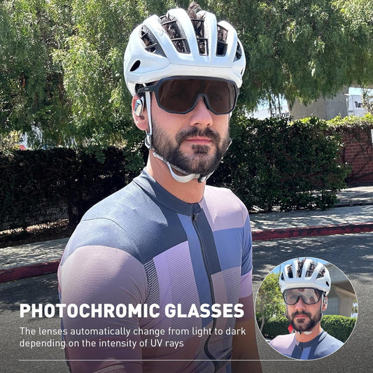 SCVCN Photochromic Cycling Glasses Men Women Clear Sports Sunglasses UV400 Protection for Cycling Running Baseball mtb DZ-S63 - PuriLite