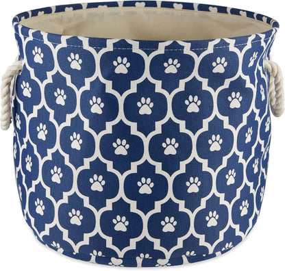 DII Bone Dry RoundSmall Pet Toy and Accessory Storage Bin, 12"(Dia) x9(H), Collapsible Organizer Storage Basket for Home Decor, Pet Toy, Blankets, Leashes and Food-Gray Stripes