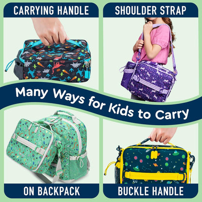Bentgo® Kids Lunch Bag - Durable, Double Insulated, Water-Resistant Fabric, Interior & Exterior Zippered Pockets, Water Bottle Holder - Ideal for Children 3+ (Shark)