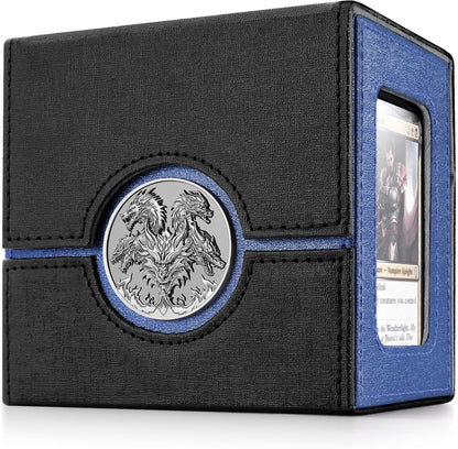 Kabinka Commander Deck Box for MTG with Metal Emblem, Card Deck Box with Dice Tray, Hold 100 Double-Sleeved Cards for TCG/PTCG, Cards Storage Case, 35PT Magnetic Card Holder (Black& Purple, Lotus)