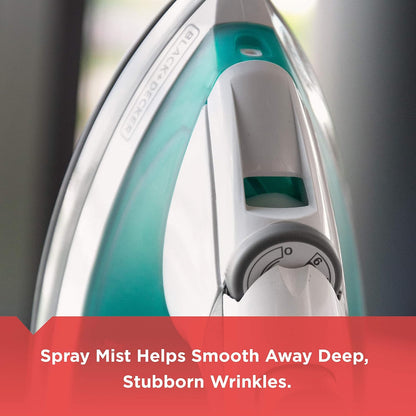 BLACK+DECKER Lightweight Steam Iron for Clothing, Smart Steam Techology, Anti-Drip, Teal, 1200W, IR0820C