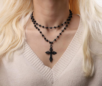 Sacina Gothic Cross Necklace, Cross Choker, Goth Jewelry Gift for Women