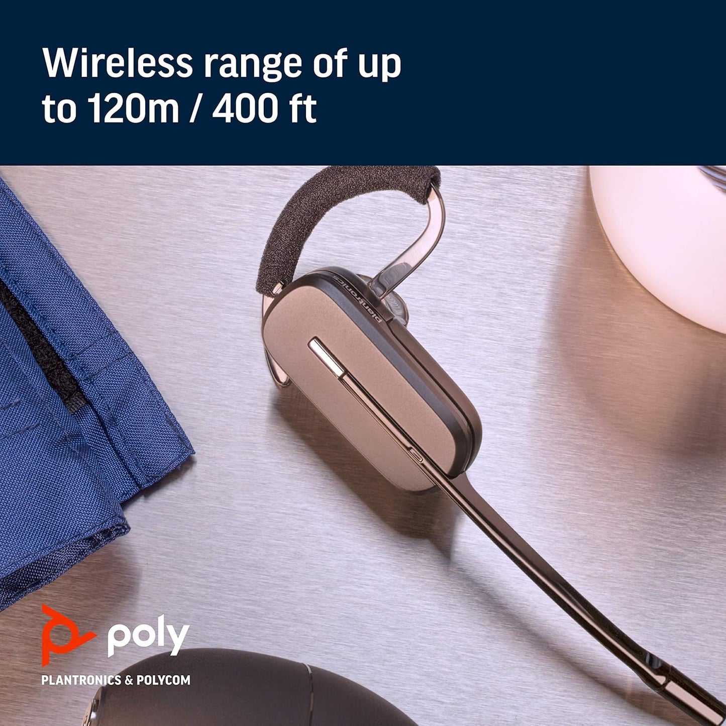 Plantronics - CS540 Wireless DECT Headset (Poly) - Single Ear (Mono) Convertible (3 wearing styles) - Connects to Desk Phone - Noise Canceling Microphone