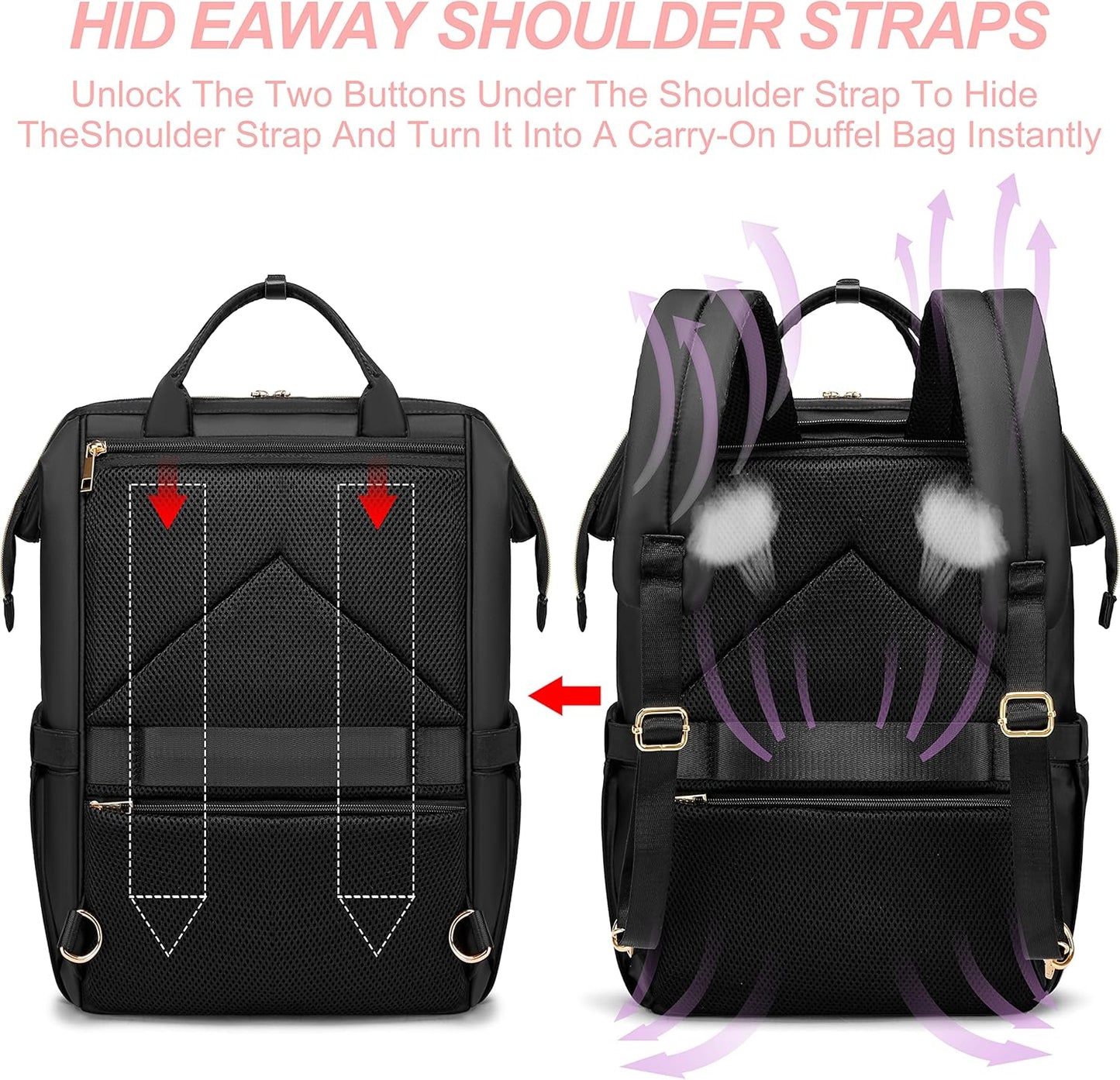 Laptop Backpack for Women Men, Water Resistant Travel Work Backpacks Purse Stylish College Business Teacher Nurse Computer Bag, Fits 17.3" Laptop Light Blue