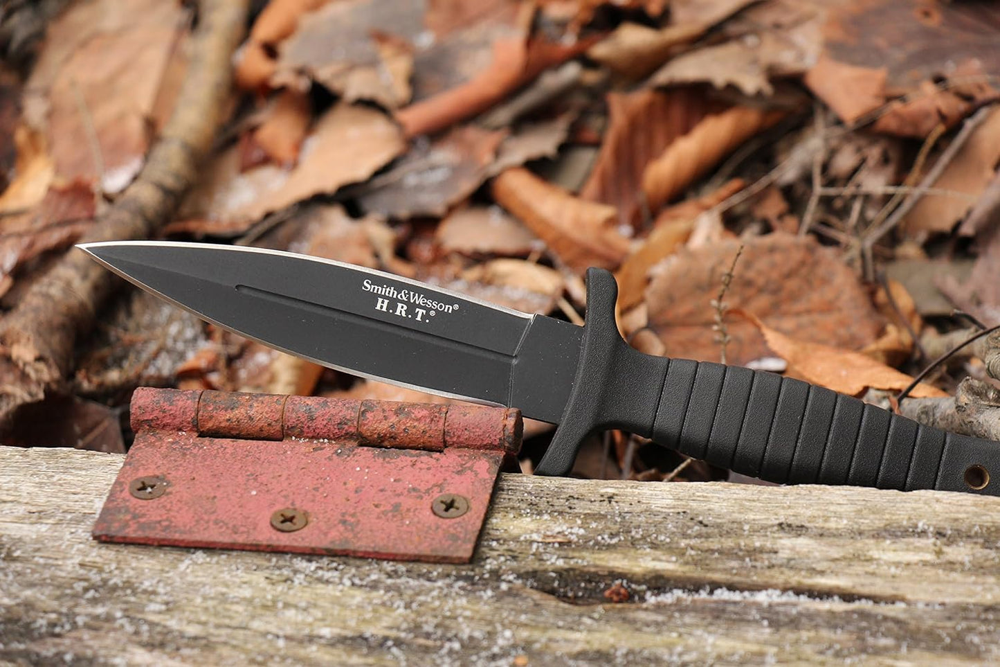 Smith & Wesson SWHRT9B 9in High Carbon S.S. Fixed Blade Knife with 4.7in Dual Edge Blade and TPE Handle for Outdoor, Tactical, Survival and EDC, Multi