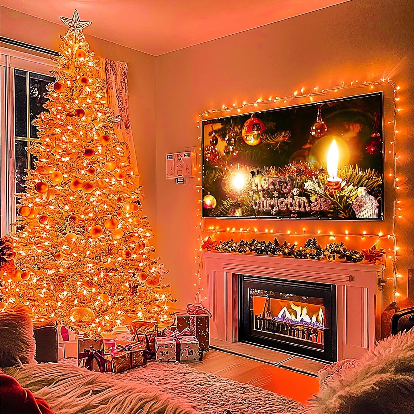 JMEXSUSS 66ft 200 LED Halloween Lights Outdoor, Orange String Lights Clear Wire, 8 Modes Orange Halloween Christmas String Lights Plug in for Tree Indoor Patio Garden Thanksgiving Decorations