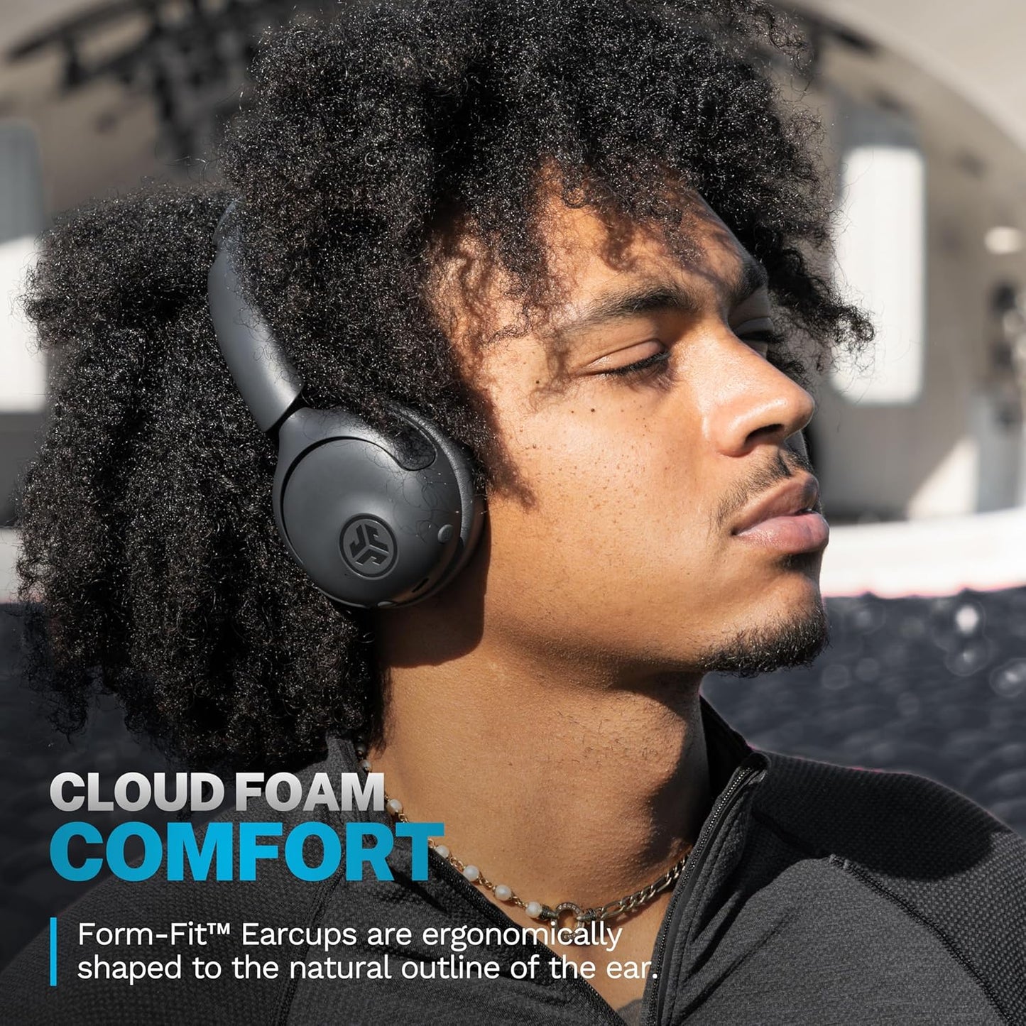 JLab Go Lux ANC Wireless Headphones, Cloud White, Hybrid Active Noise Cancelling, Premium On-Ear Bluetooth Headset, Customizable Sound, Be Aware Mode, Cloud Foam Comfort, Multipoint Connection