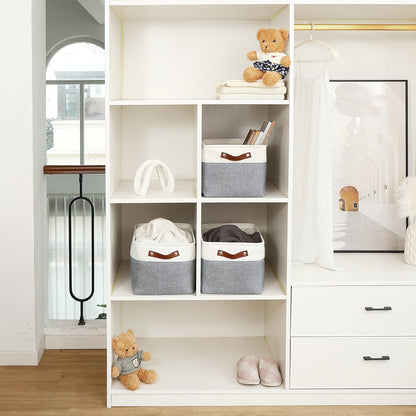 OrganiHaus Large Fabric Storage Baskets for Shelves 3 Pack, 15x11in Closet Storage Bins for Shelves, Cloth Baskets, Fabric Storage Cubes, Linen Closet Organizers, Fabric Basket, White Basket