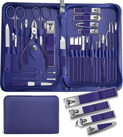 Manicure Set，30 in 1 Mens Set Professional，Nail Clipper for Men，Mens Nail Grooming Kit，Andrea Kit Women，Nail Care Women，with Luxury Leather Bag (Black)