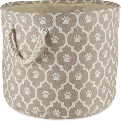 DII Bone Dry RoundSmall Pet Toy and Accessory Storage Bin, 12"(Dia) x9(H), Collapsible Organizer Storage Basket for Home Decor, Pet Toy, Blankets, Leashes and Food-Gray Stripes