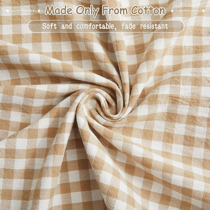 KKJIAF 3 Pieces Plaid Ruffle Twin Bed Sheets, Gingham Twin Sheet Set Comfy Breathable Ruffed Bed Sheet Set with 16 Inch Deep Pocket, Dusty Blue