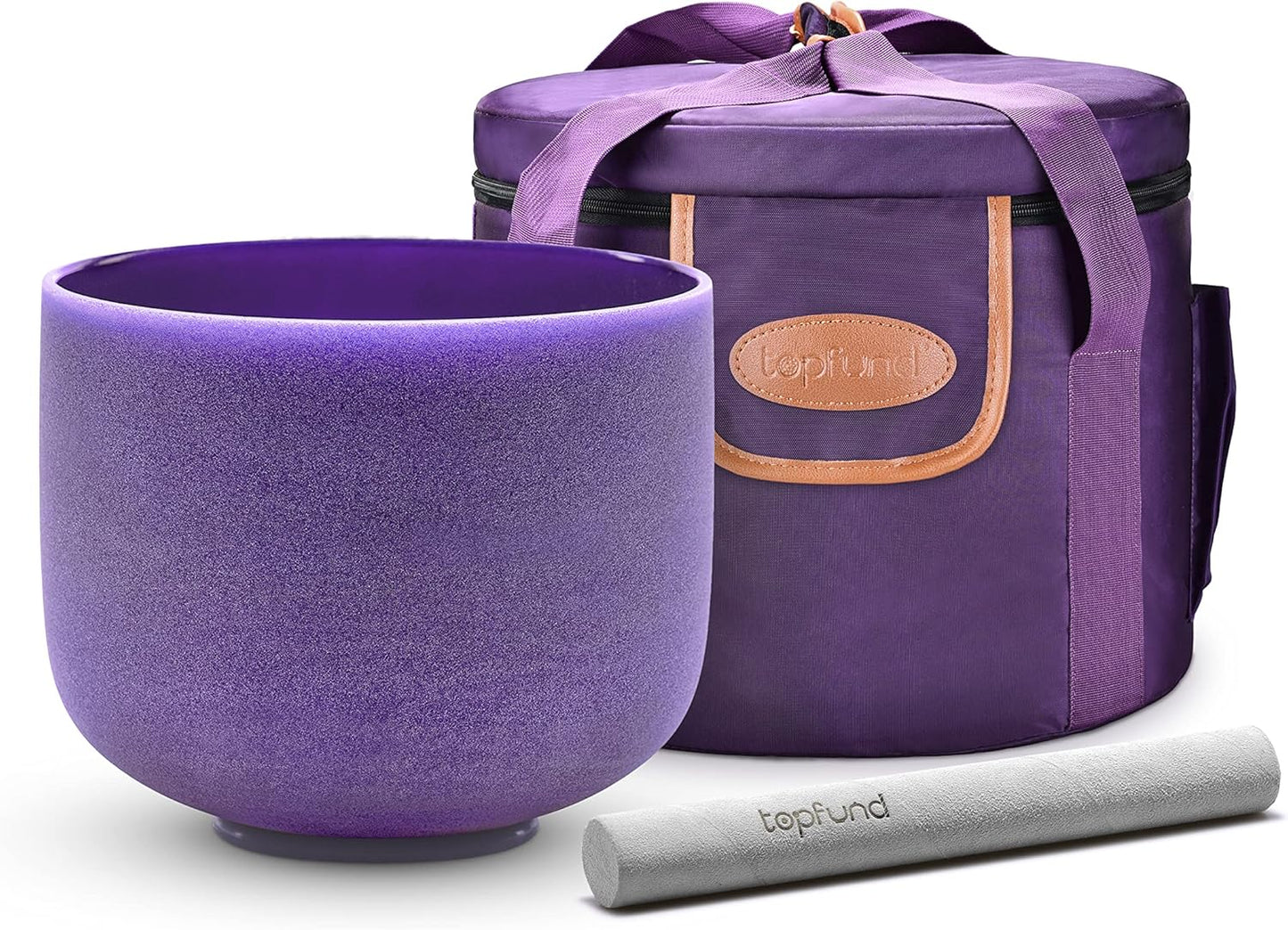 TOPFUND F Note Crystal Singing Bowl Heart Chakra 8 inch with Heavy Duty Carrying Case and Suede Striker