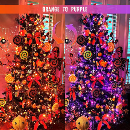 JMEXSUSS 2 Pack 75.5ft Orange Solar Christmas Lights, Total 400 LED Solar String Lights Outdoor Waterproof, 8 Modes Orange Halloween Lights for Tree Patio Garden Thanksgiving Halloween Decorations