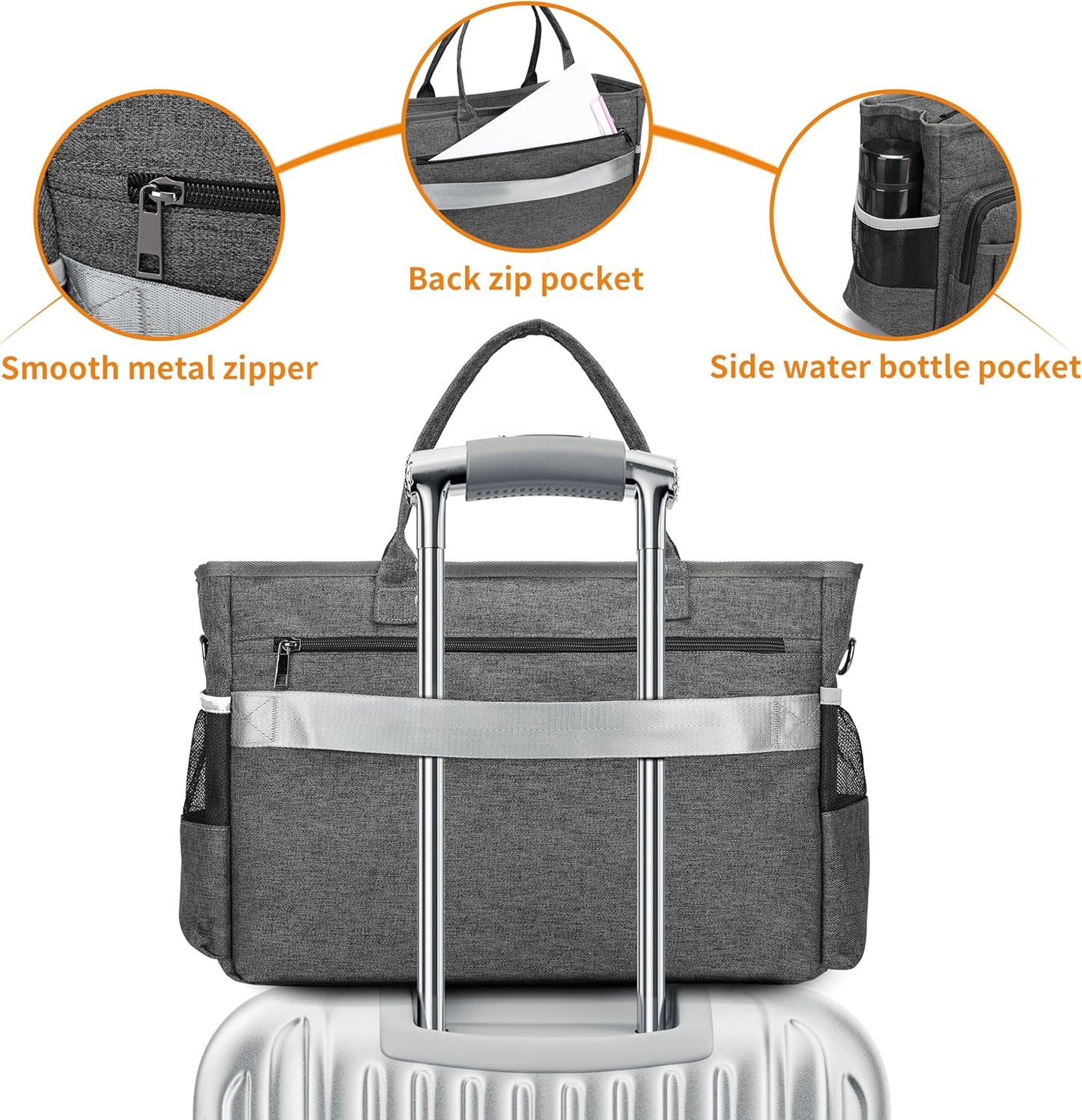 Laptop Tote Bag, Middle Size Computer Messenger Teacher Bag with 15.6'' Padded Laptop Sleeve - PuriLite