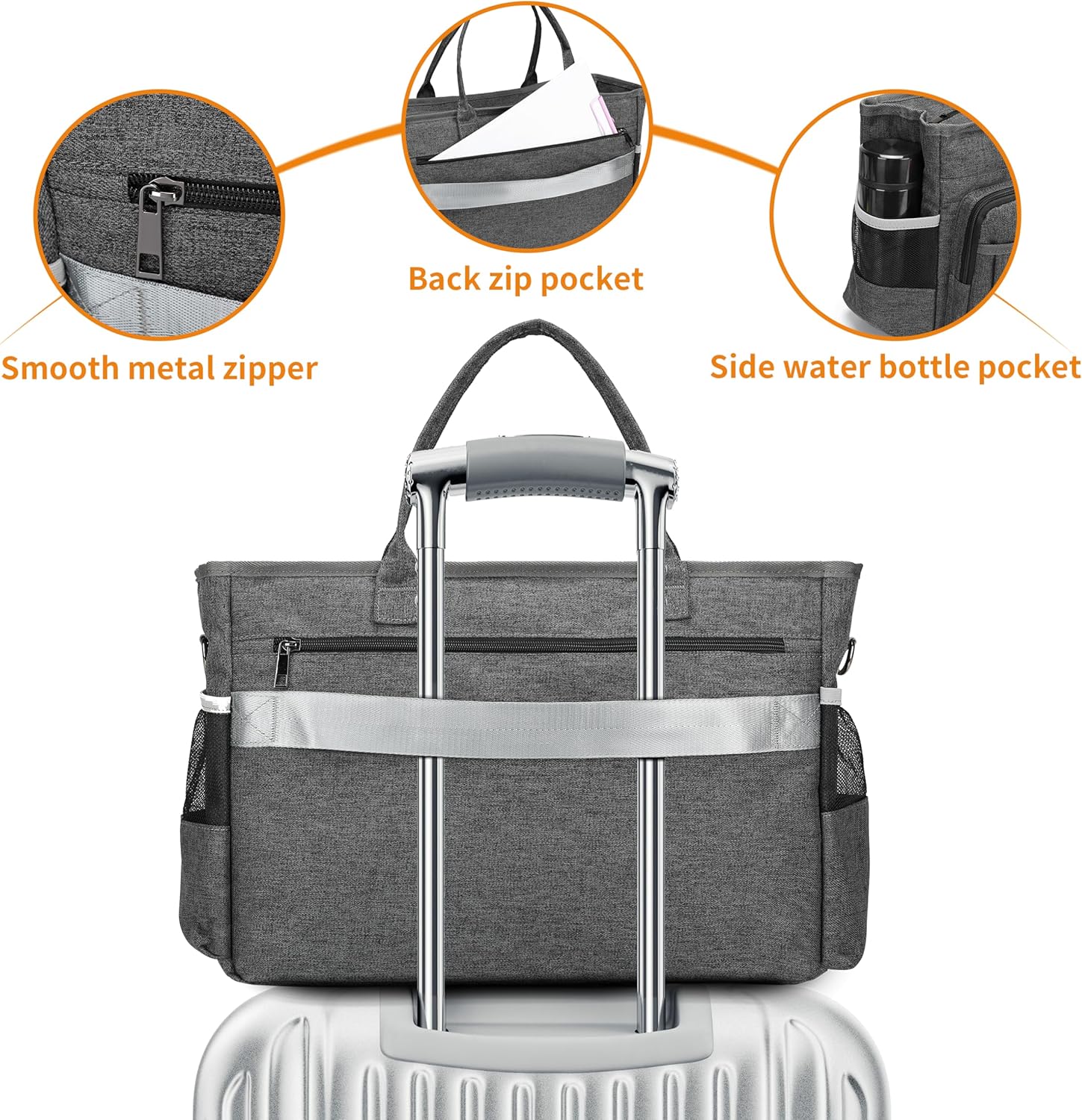 Laptop Tote Bag, Middle Size Computer Messenger Teacher Bag with 15.6'' Padded Laptop Sleeve - PuriLite