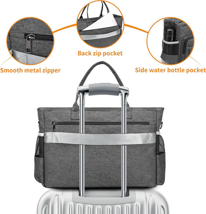 Laptop Tote Bag, Middle Size Computer Messenger Teacher Bag with 15.6'' Padded Laptop Sleeve - PuriLite