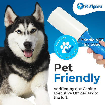 PetLovers Extra Sticky Lint Roller Mega Value Set for Pet Hair Removal, Dog and Cat Lint Remover (1 Pack Reusable)