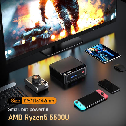 Beelink SER8 Mini PC AMD Ryzen 7 8745HS, 24GB DDR5-5600MHz 1TB PCIe4.0 SSD, AMD Radeon 780M Graphics 12core 2600MHz Gaming PC, USB4.0/ Triple Display/ WiFi6/ BT5.2/2.5Gbps LAN Mini Computer/W-11 Pro