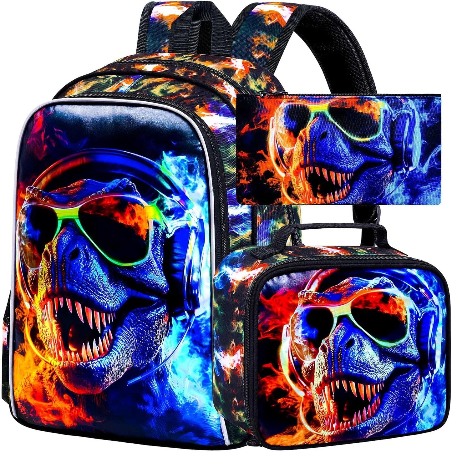 3pcs Backpack for Boys and Girls, 16” Kids Kindergarten Bookbag with Lunch Box, Cute Elementary Backpacks for Boy Girl