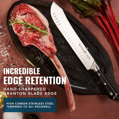 Cutluxe Butcher Knife – 10″ Cimeter Breaking Knife, Razor Sharp Forged High Carbon German Steel, Full Tang Carving Knife, Ergonomic Handle Design – Artisan Series