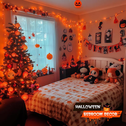 JMEXSUSS 66ft 200 LED Halloween Lights Outdoor, Orange String Lights Clear Wire, 8 Modes Orange Halloween Christmas String Lights Plug in for Tree Indoor Patio Garden Thanksgiving Decorations