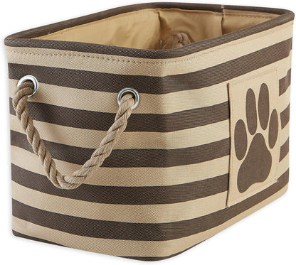 DII Bone Dry RoundSmall Pet Toy and Accessory Storage Bin, 12"(Dia) x9(H), Collapsible Organizer Storage Basket for Home Decor, Pet Toy, Blankets, Leashes and Food-Gray Stripes