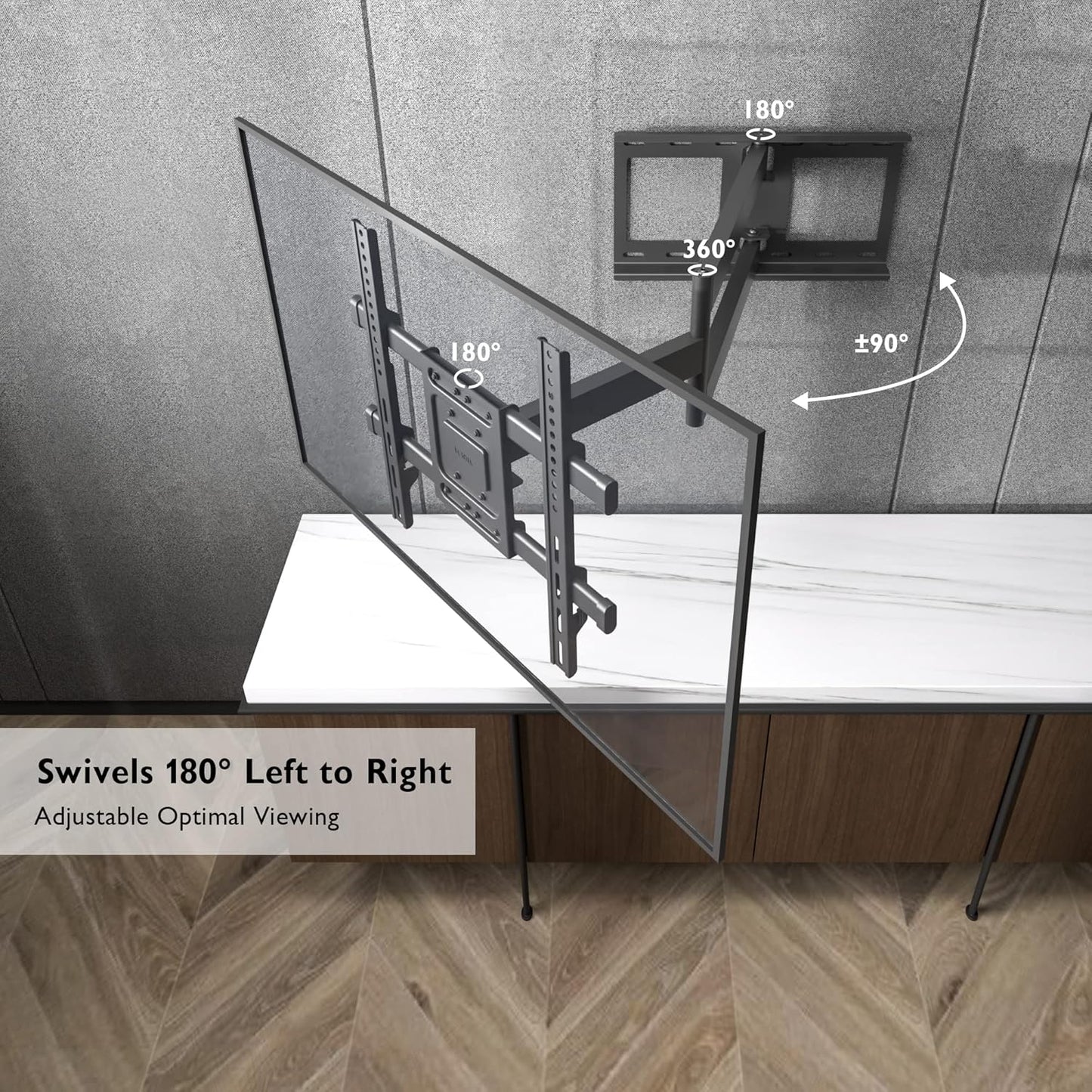BONTEC TV Wall Mount with Extra Long Articulated Arm for 32-75 Inch TVs, 32.7” Extension, Holds Up to 132lbs, Full Motion Dual Arm Bracket with Tilt, Swivel & Level Adjustment, Max VESA 600x400mm - PuriLite