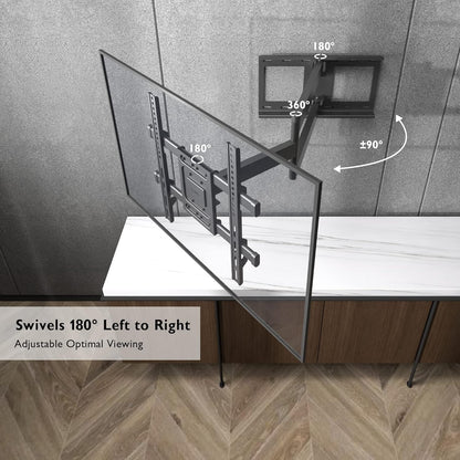 BONTEC TV Wall Mount with Extra Long Articulated Arm for 32-75 Inch TVs, 32.7” Extension, Holds Up to 132lbs, Full Motion Dual Arm Bracket with Tilt, Swivel & Level Adjustment, Max VESA 600x400mm - PuriLite