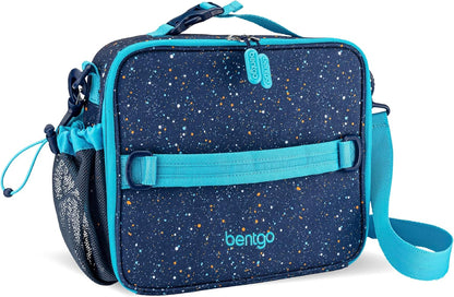 Bentgo® Kids Lunch Bag - Durable, Double Insulated, Water-Resistant Fabric, Interior & Exterior Zippered Pockets, Water Bottle Holder - Ideal for Children 3+ (Shark)