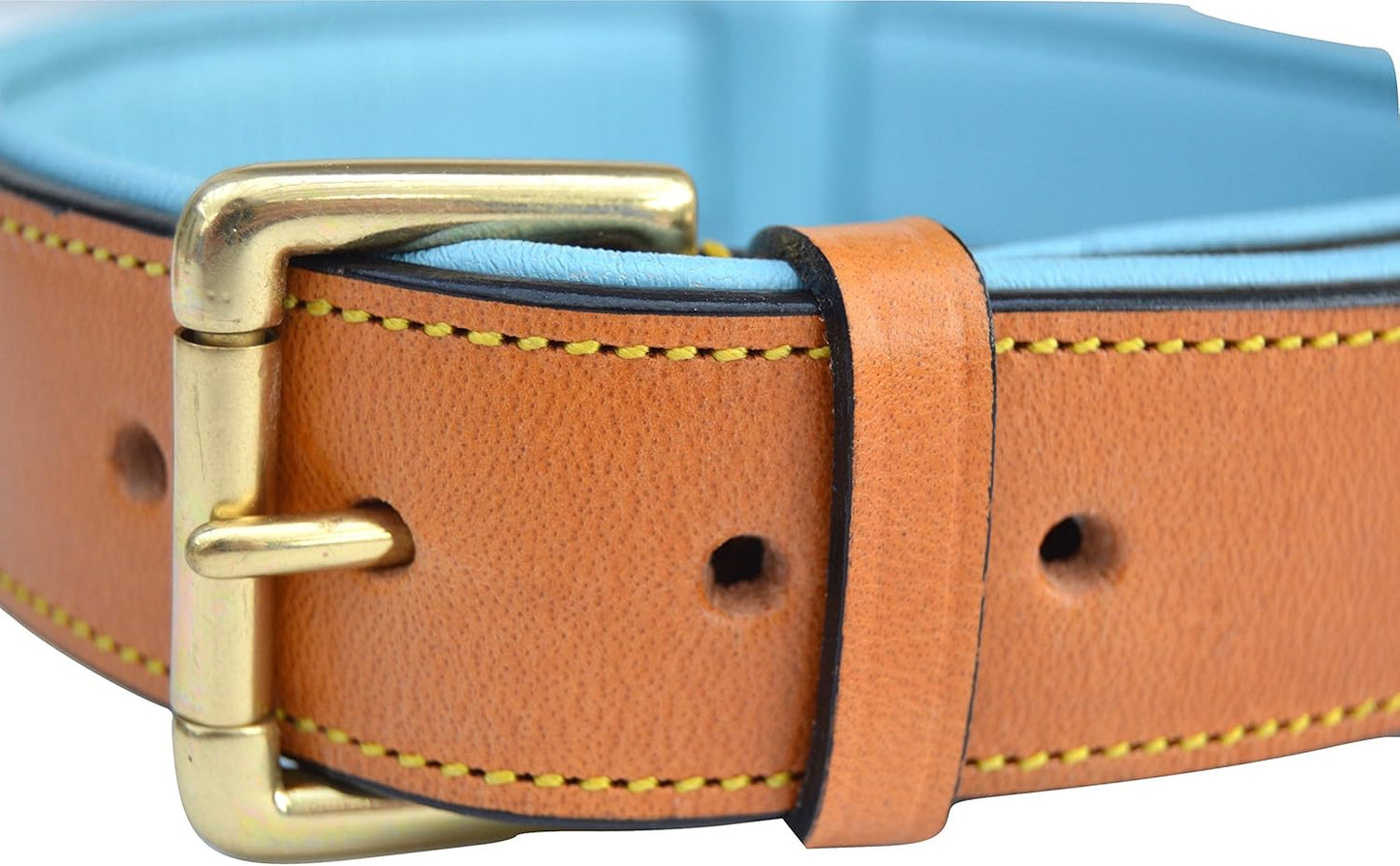 Soft Touch Collars Padded Leather Dog Collar, Large Brown - Genuine Real Leather, 24" Long x 1.5 Wide, Fits Neck Size 18" to 21" Inches