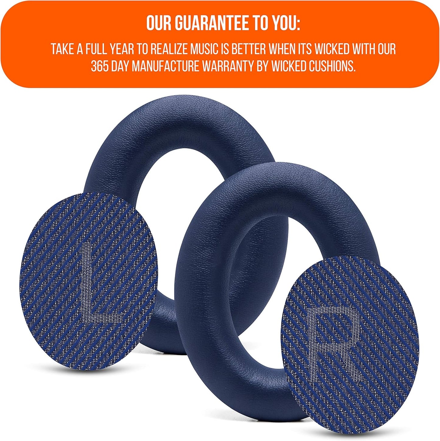 WC Wicked Cushions Upgraded Replacement Ear Pads for Bose QC35 & QC35ii (QuietComfort 35) Headphones & More - Softer Leather, Luxurious Memory Foam, Added Thickness, Extra Durability | Midnight Blue