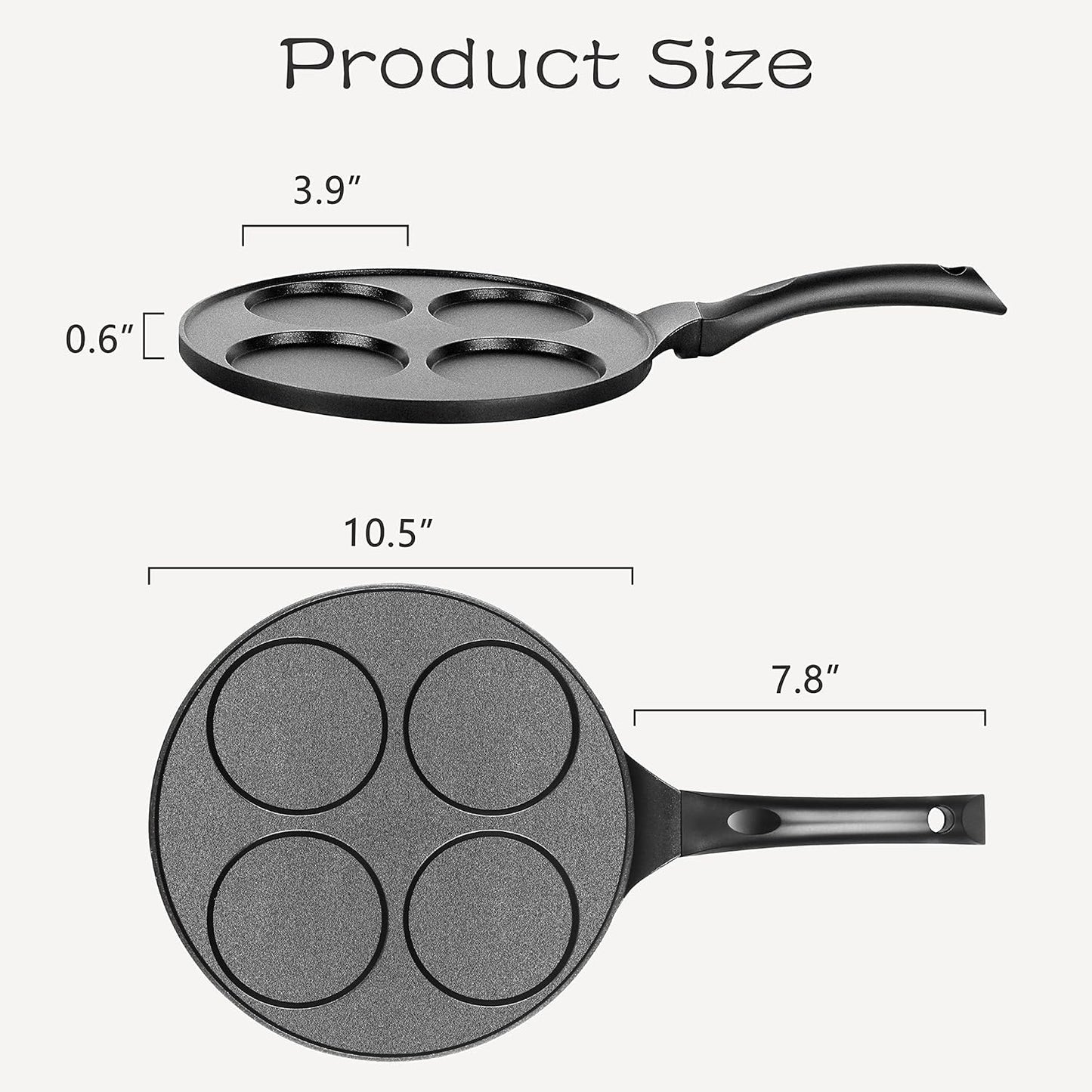 KRETAELY Nonstick Pancake Pan Pancake Griddle with 7-Mold Design Mini Pancake Maker with PFOA Free Coating-Black