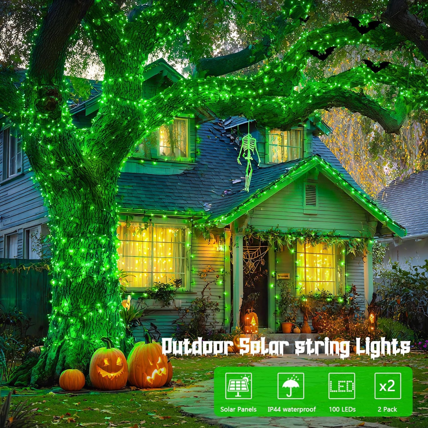 JMEXSUSS 2 Pack 75.5ft Orange Solar Christmas Lights, Total 400 LED Solar String Lights Outdoor Waterproof, 8 Modes Orange Halloween Lights for Tree Patio Garden Thanksgiving Halloween Decorations