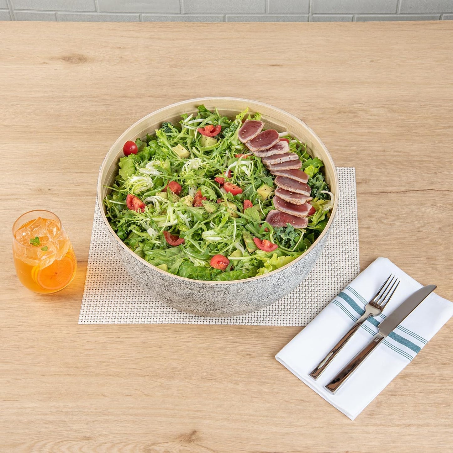 Restaurantware-Bambuddha 15 Ounce Small Salad Bowl, 1 Heavy-Duty Round Salad Bowl - Sustainable, Reusable, Black Bamboo Serving Dish, for Serving Salads, Fruits, and Appetizers