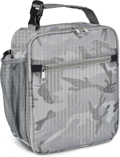 Insulated Lunch Bag, Leakproof Portable Lunch Box for Women Men Boys Girls, Large Capacity Cooler Bag with Handle and Bottle Pocket for Office School Camping Hiking Outdoor Beach Picnic (Black)