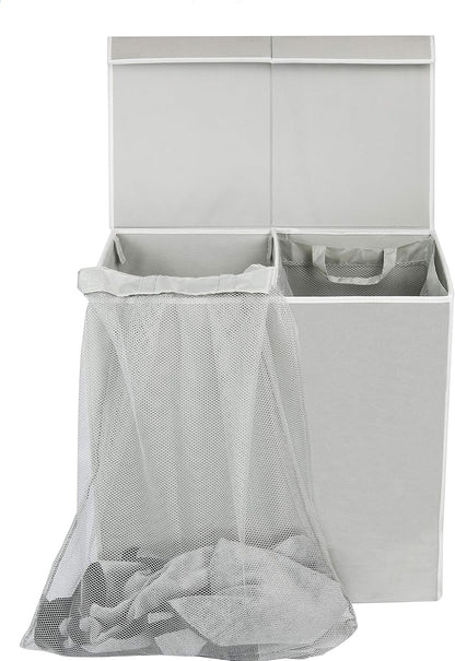 SimpleHouseware Double Laundry Hamper with Lid and Removable Laundry Bags, Beige