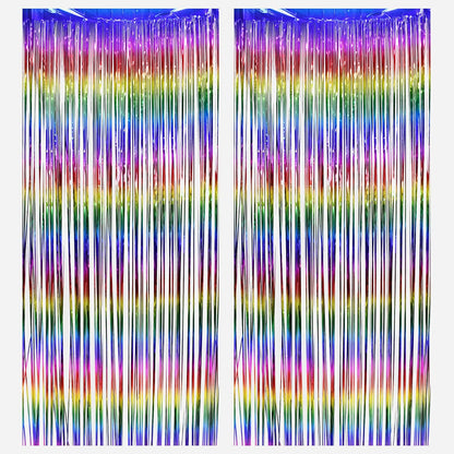 BRAVESHINE Pink Glitter Tinsel Foil Fringe Curtain - 2 Pcs 3.2x8.2 ft Metallic Party Supplies Photo Backdrop for Girl Princess Birthday Unicorn Bachelorette Butterfly Bridal Shower Party Decorations