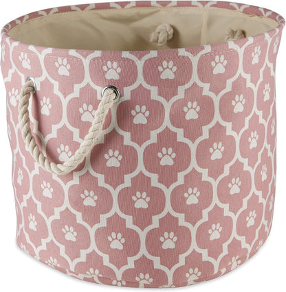 DII Bone Dry RoundSmall Pet Toy and Accessory Storage Bin, 12"(Dia) x9(H), Collapsible Organizer Storage Basket for Home Decor, Pet Toy, Blankets, Leashes and Food-Gray Stripes