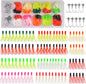 Soft Lures Fishing Jigs Kit, Worm Grub Fishing Lures Jig Head Hooks Kit Grubs Bait Jig Heads Soft Plastic Bait Crappie Jigs Tubes Baits Curved Tail Lure Fishing Lures Kit for Walleye Bass Trout
