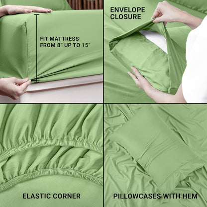 Utopia Bedding Queen Bed Sheet Set - 4 Piece Bedding - Soft Brushed Microfiber Fabric - Shrinkage & Fade Resistant - Easy Care (White)