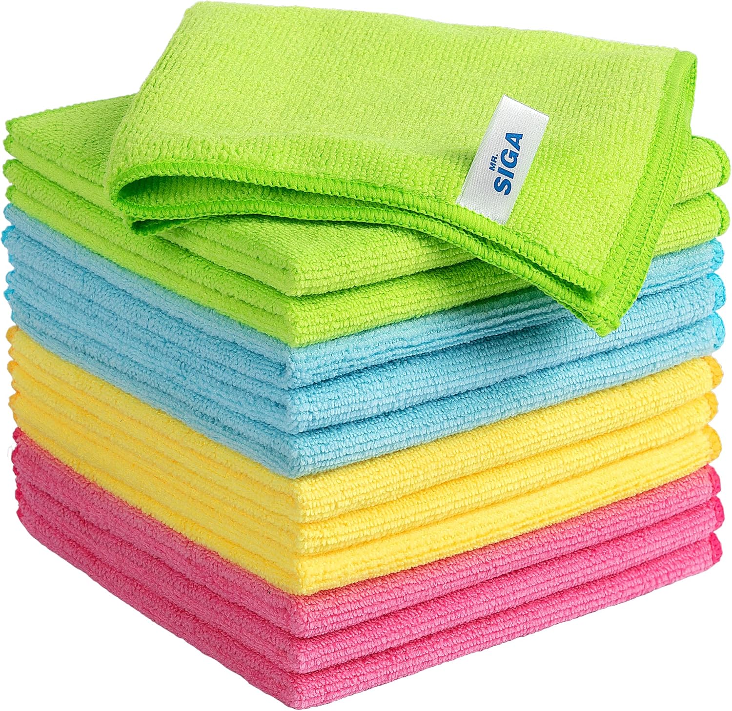 Microfiber Cleaning Cloth Pack of 12, 12.6 x 12.6 Inch Lint-Free and Scratch-Free Cleaning Towels for Kitchen, Home, Glass, and Car Care - PuriLite